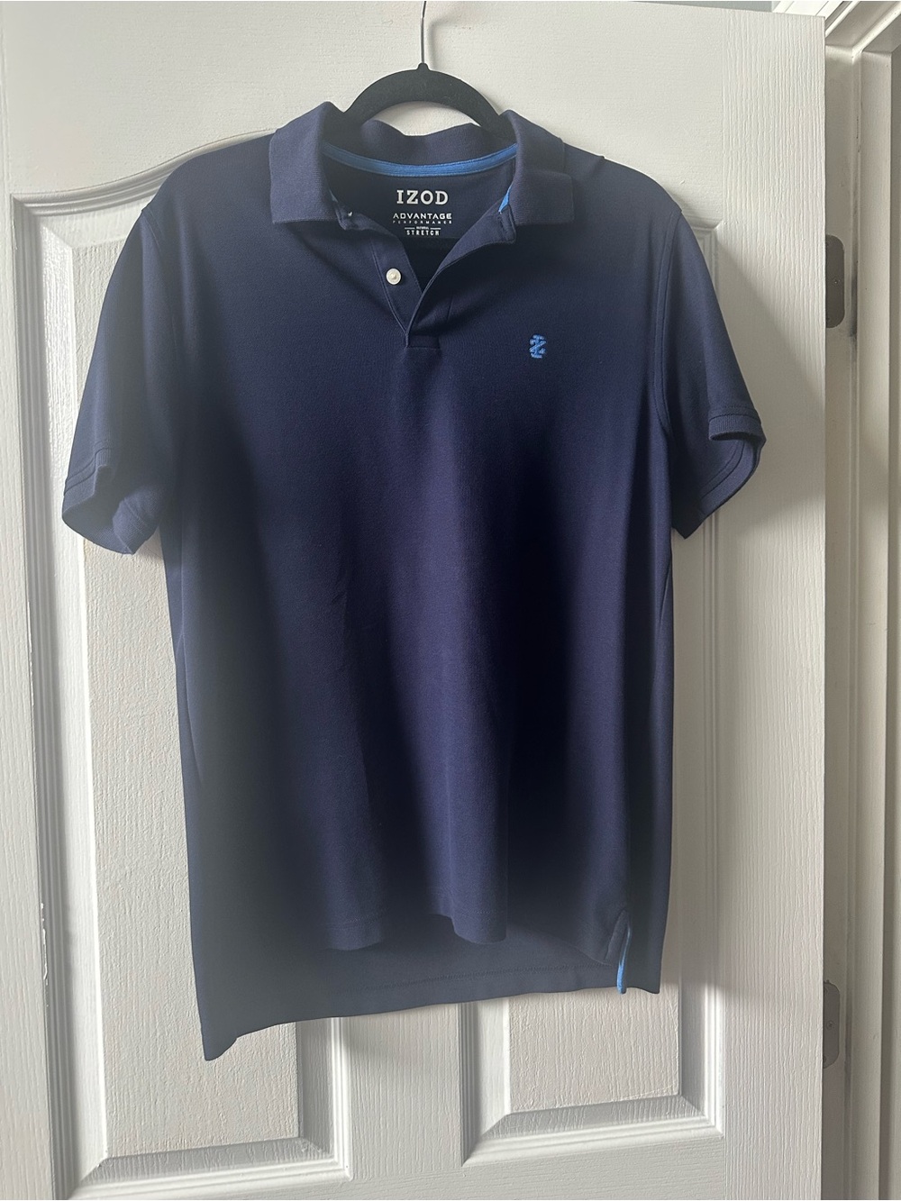 Izod Men's Dark Navy Polo with Light Blue Accent